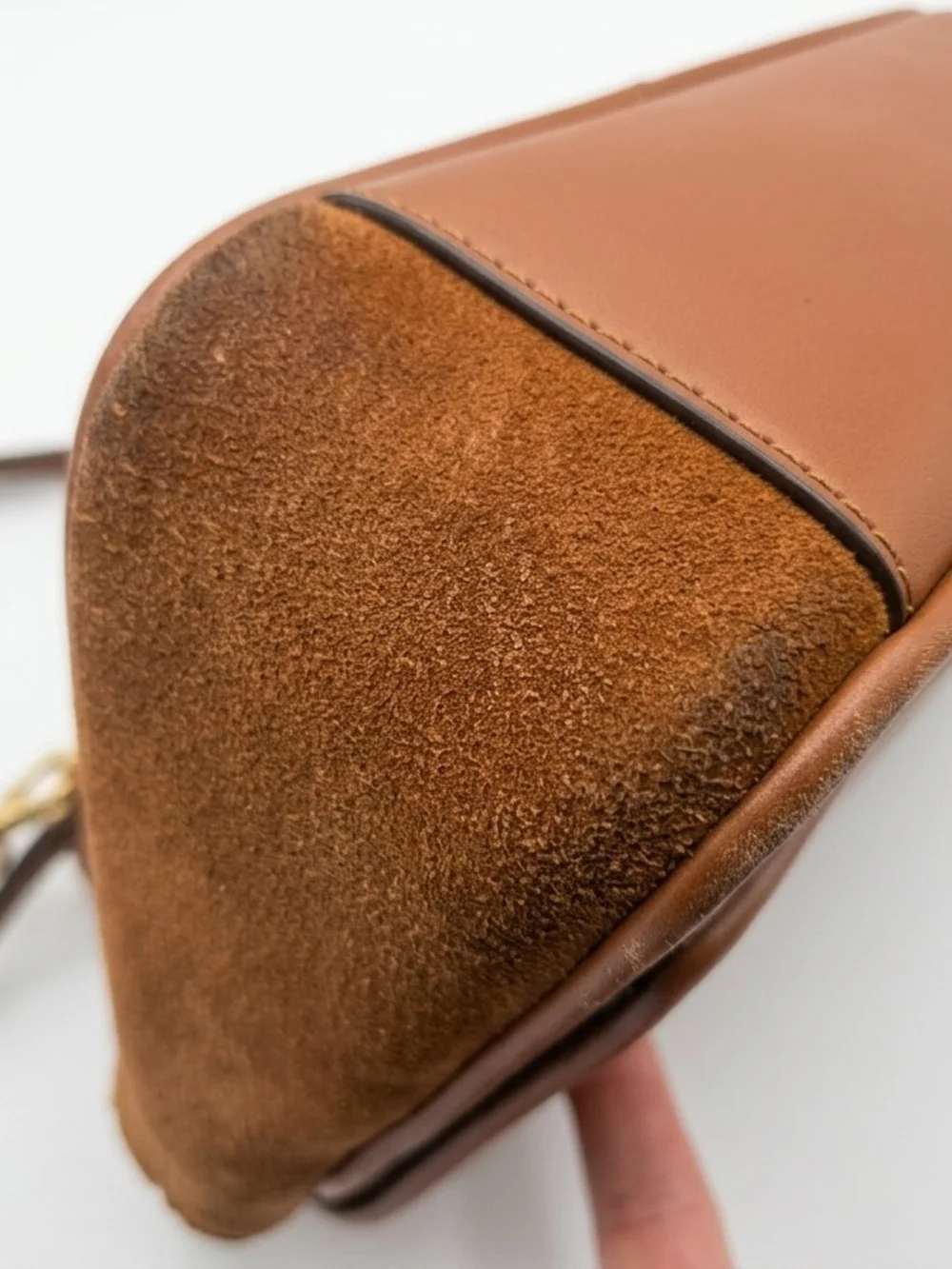 Tory Burch Woven Leather Crossbody in Cognac Brown with Gold Hardware